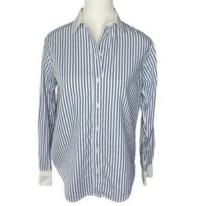 Everlane Women’s Mariner Blue Must-Have Cotton Silky Button Front Shirt 0/C39‎